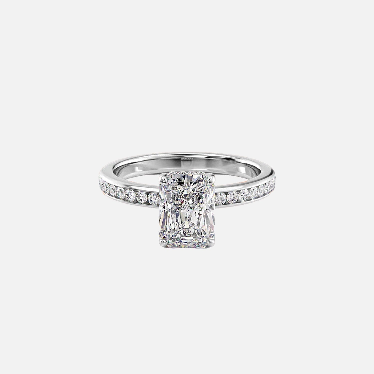  The Marilyn Radiant Moissanite Ring 14k White Gold 001
