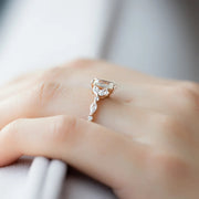  The Marquise Chelsea Emerald Lab Diamond Ring 14k Rose Gold 004