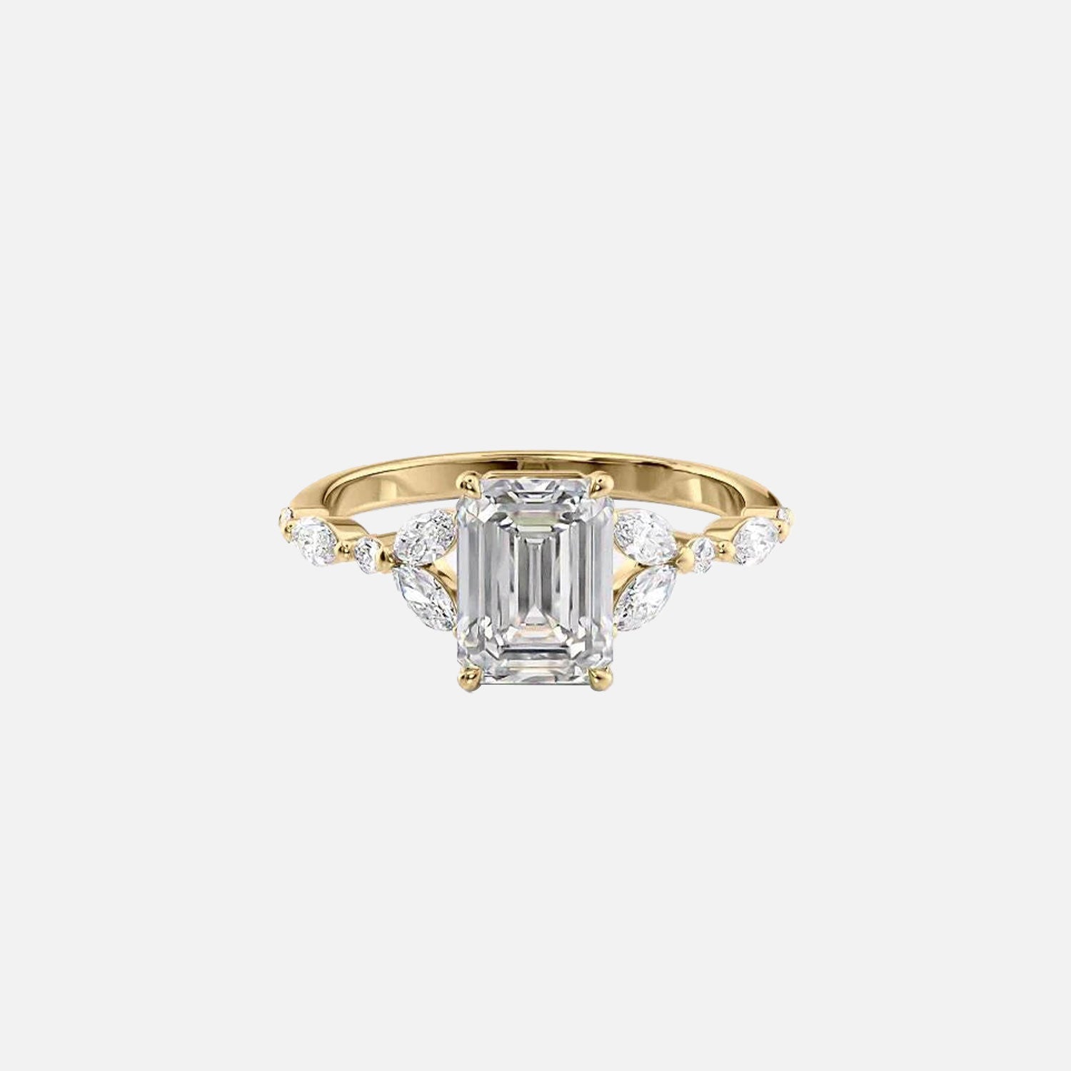 The Marquise Chelsea Emerald Lab Diamond Ring 14k Yellow Gold 001