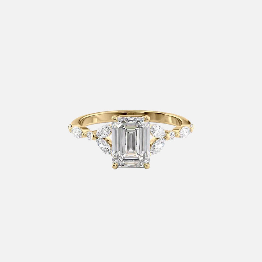 The Marquise Chelsea Emerald Lab Diamond Ring 14k Yellow Gold 001