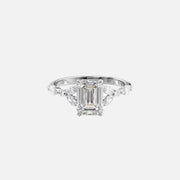  The Marquise Chelsea Emerald Moissanite Ring 14k White Gold 001