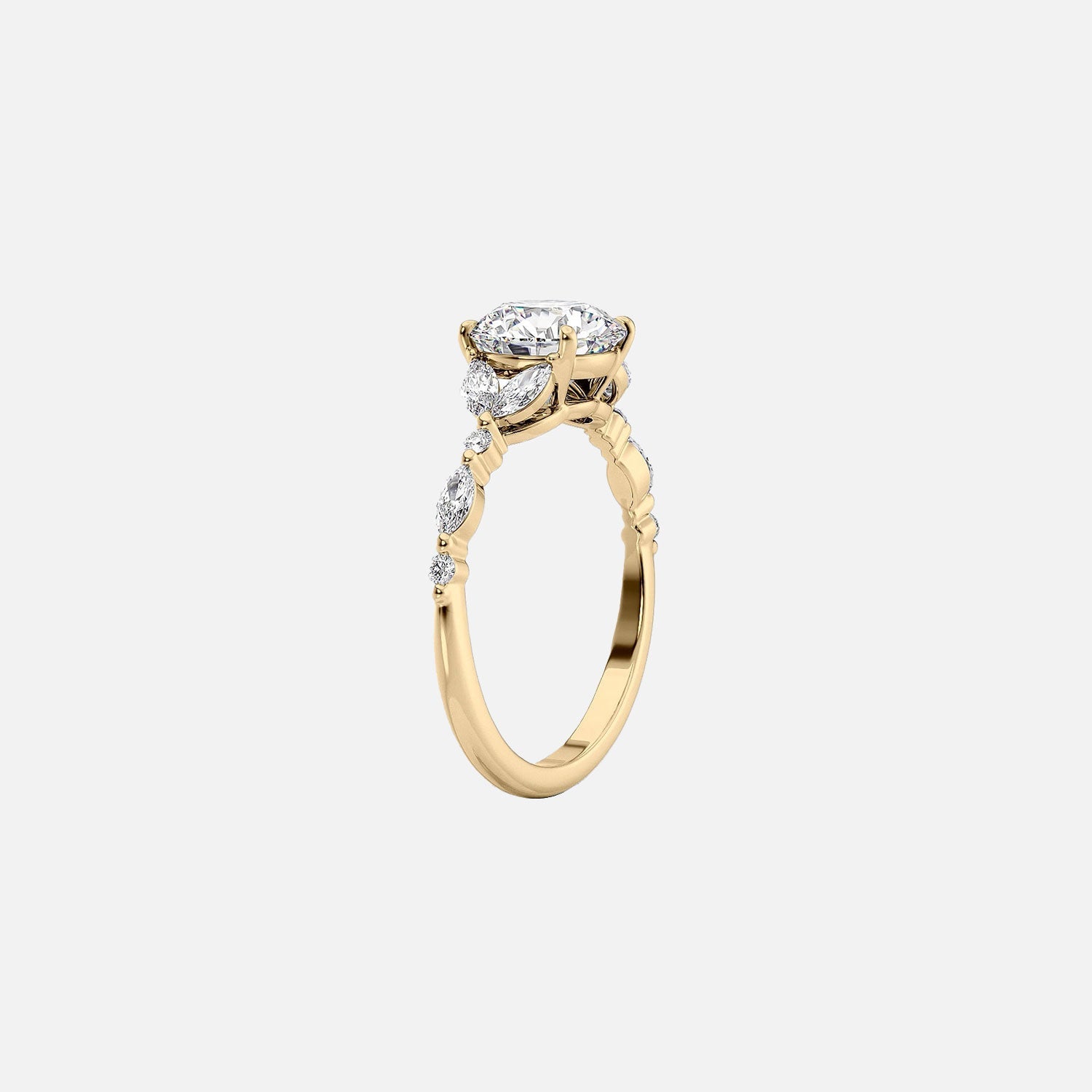  The Marquise Chelsea Oval Lab Diamond Ring 14k Yellow Gold 002