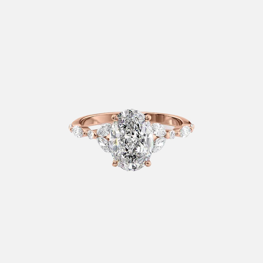  The Marquise Chelsea Oval Moissanite Ring 14k Rose Gold 001