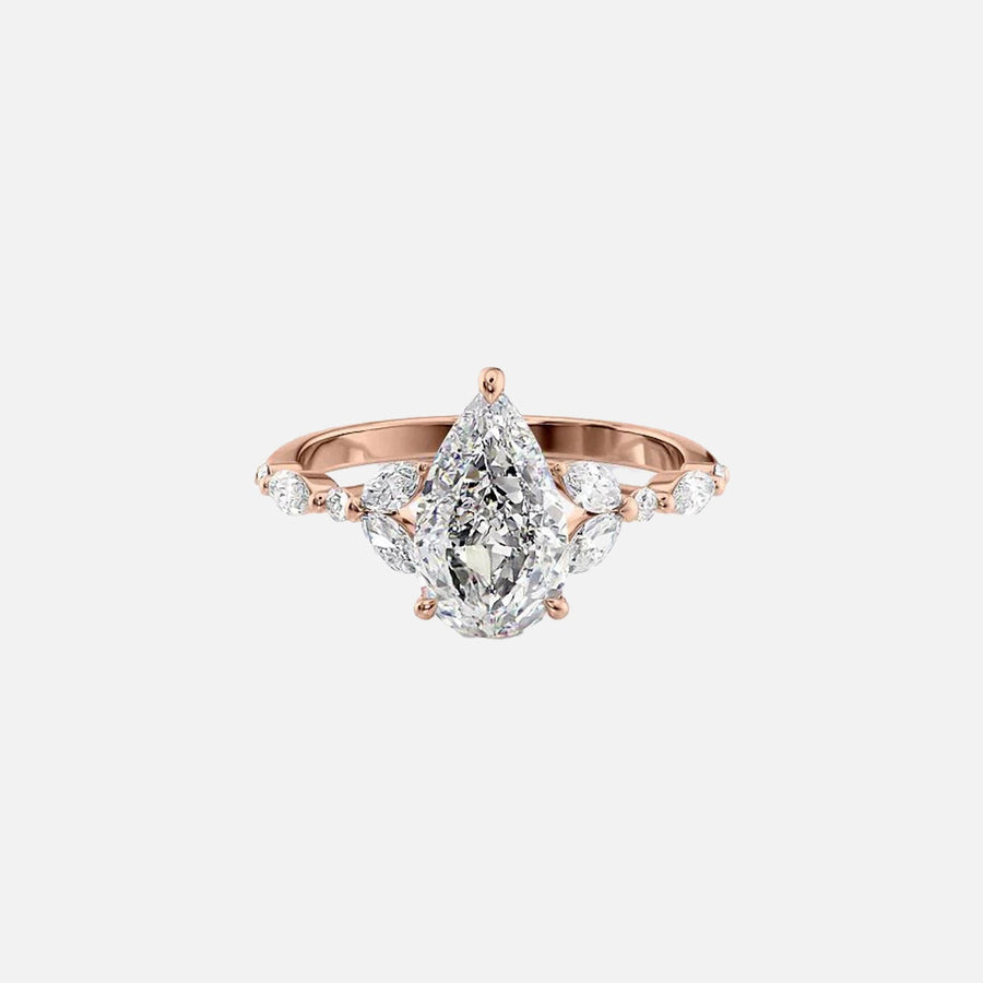  The Marquise Chelsea Pear Moissanite Ring 14k Rose Gold 001