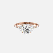  The Marquise Chelsea Round Moissanite Ring 14k Rose Gold 001