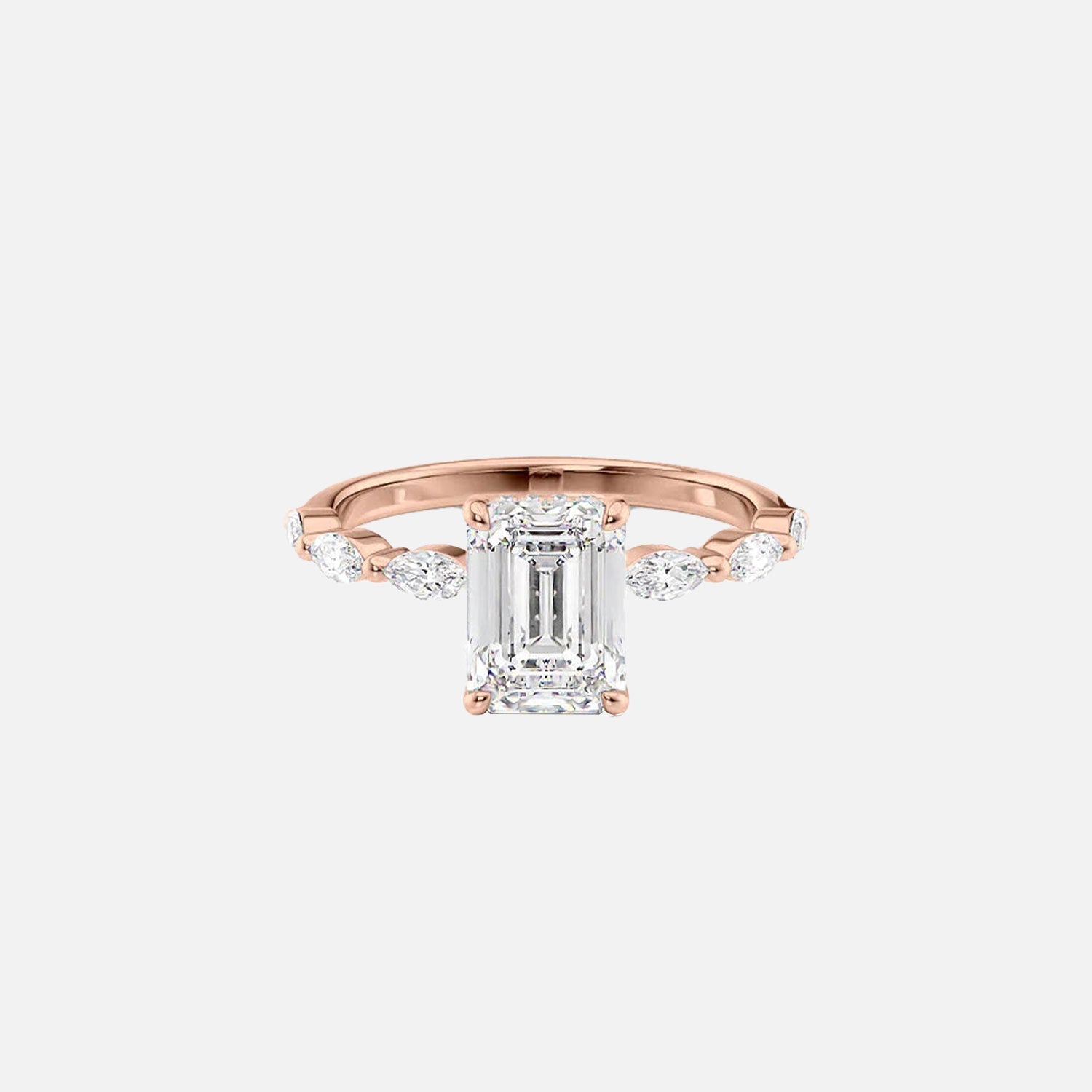  The Marquise Lucia Emerald Lab Diamond Ring 18k Rose Gold 001