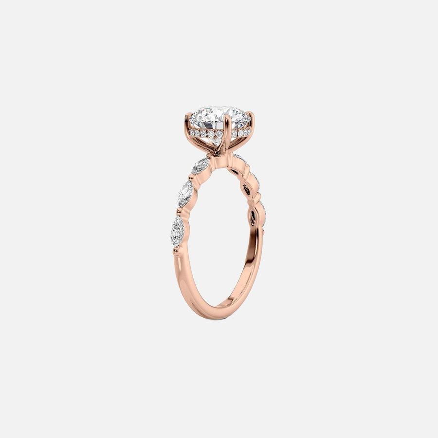  The Marquise Lucia Emerald Moissanite Ring 14k Rose Gold 002