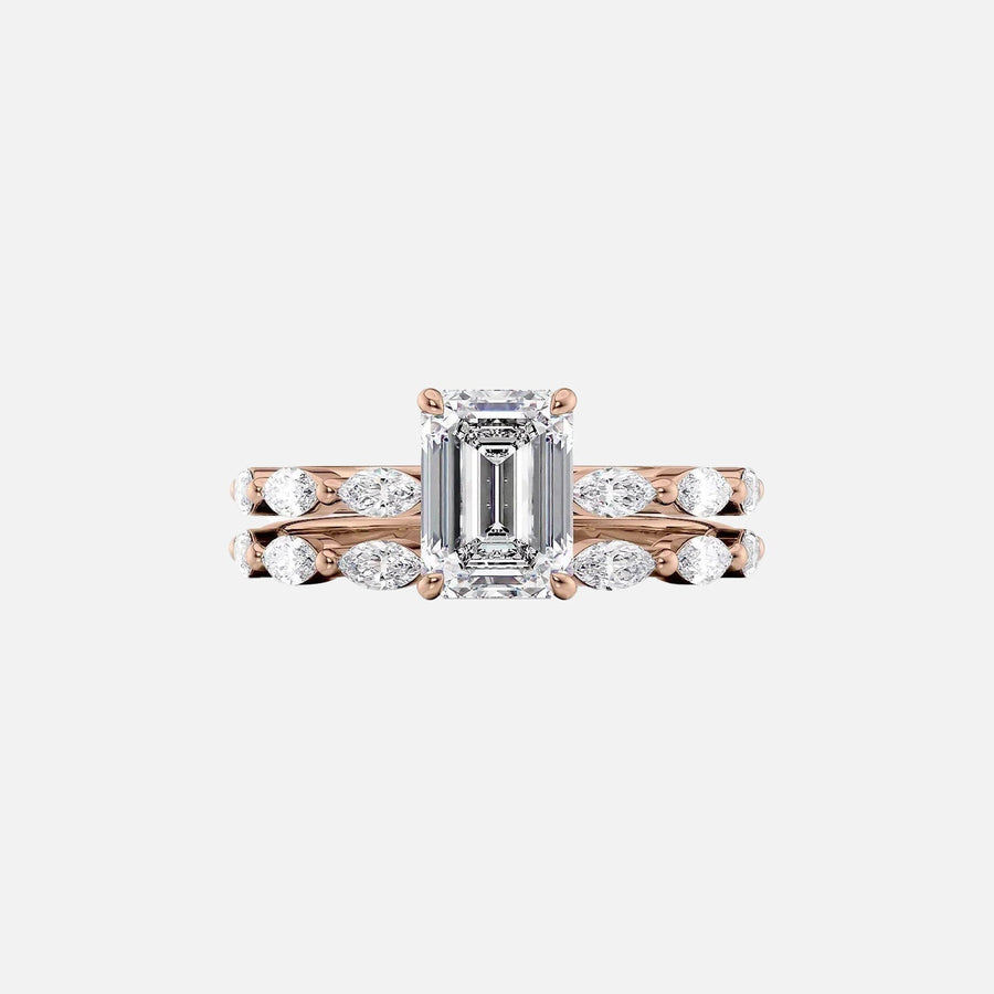  The Marquise Lucia Emerald Moissanite Ring 14k Rose Gold 003