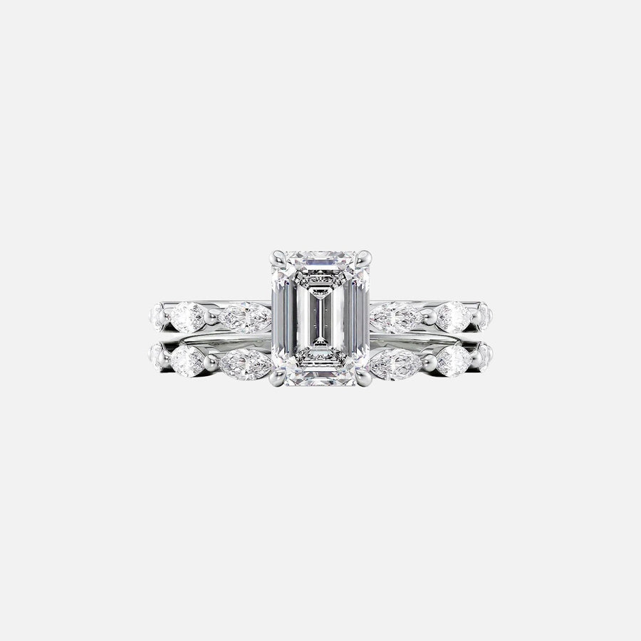  The Marquise Lucia Emerald Moissanite Ring 18k White Gold 003