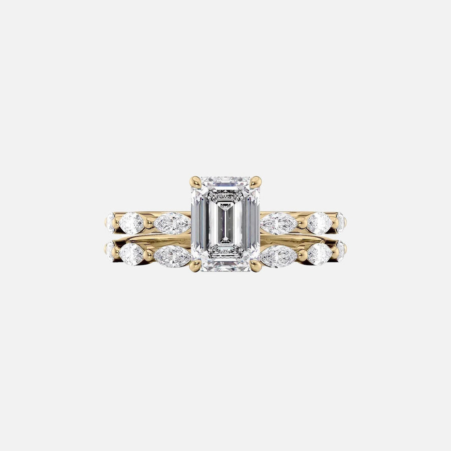  The Marquise Lucia Emerald Moissanite Ring 18k Yellow Gold 003