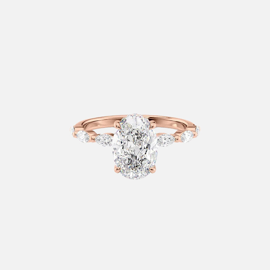 The Marquise Lucia Oval Moissanite Ring 14k Rose Gold 001