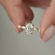  The Marquise Lucia Oval Moissanite Ring 14k Yellow Gold 004
