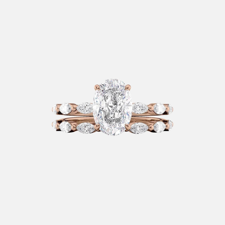  The Marquise Lucia Oval Moissanite Ring 18k Rose Gold 003