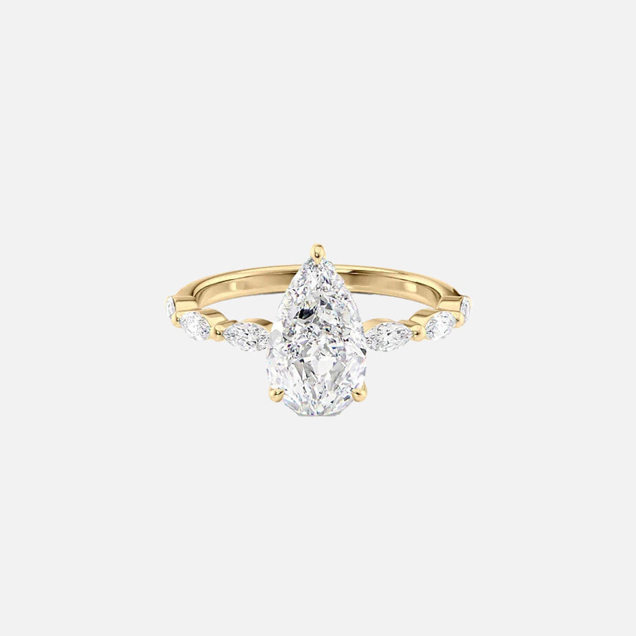 The Marquise Lucia Pear Lab Diamond Ring 14k Yellow Gold 001