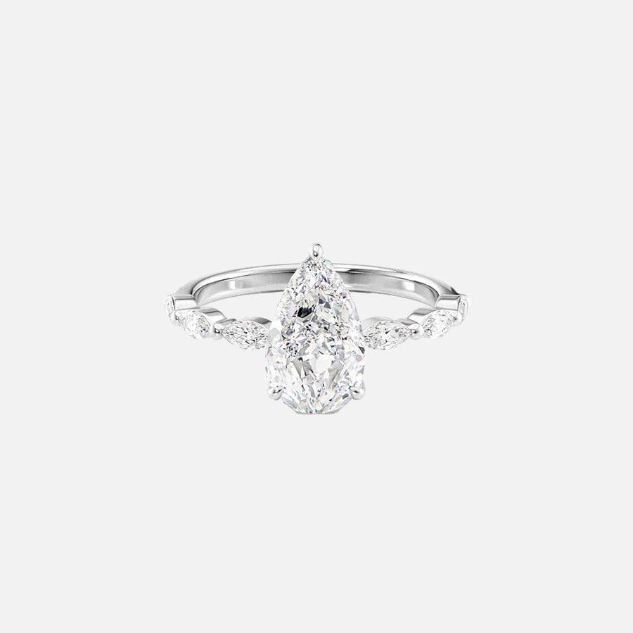  The Marquise Lucia Pear Lab Diamond Ring 18k White Gold 001