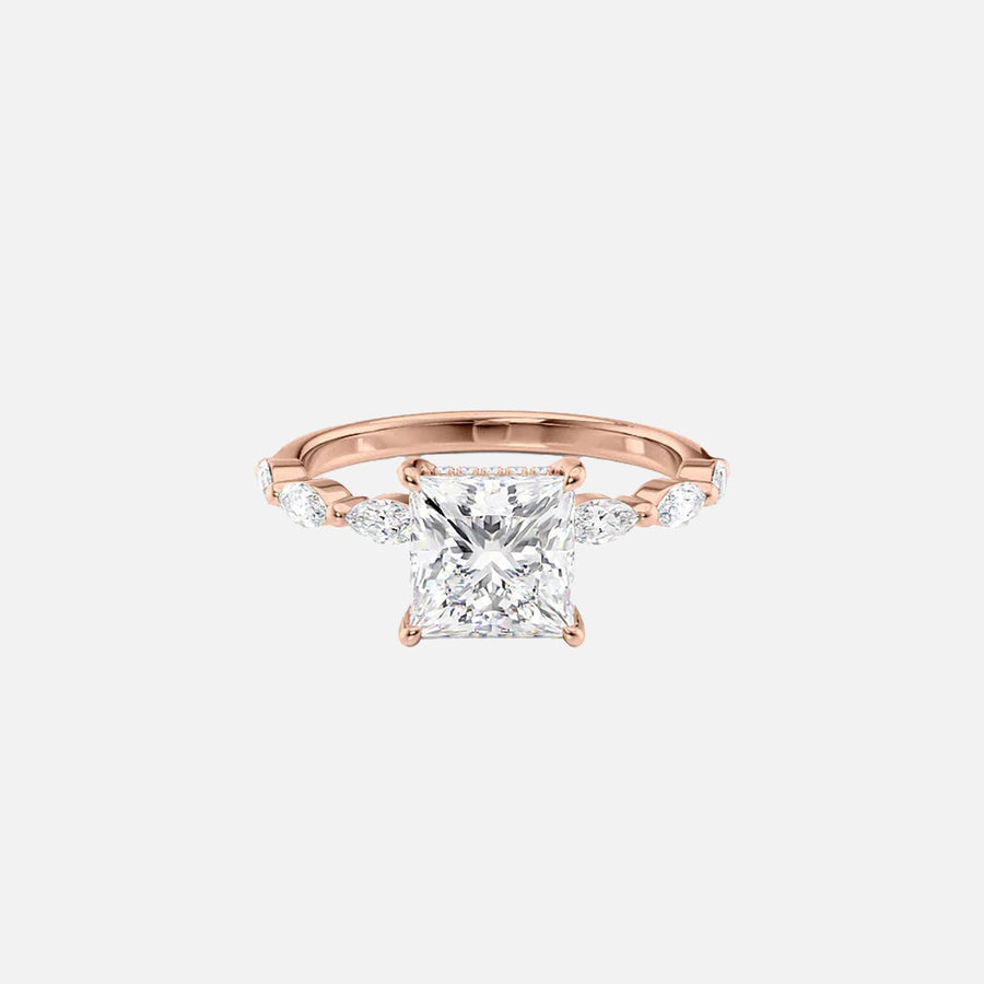  The Marquise Lucia Princess Lab Diamond Ring 14k Rose Gold 001