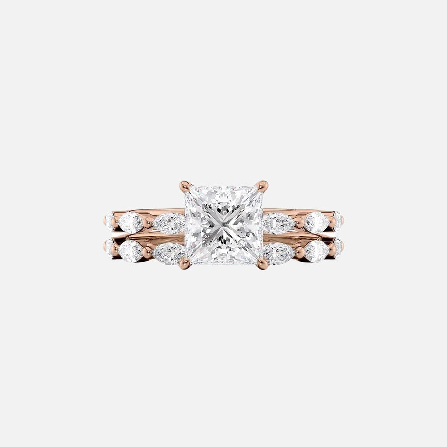  The Marquise Lucia Princess Lab Diamond Ring 14k Rose Gold 003