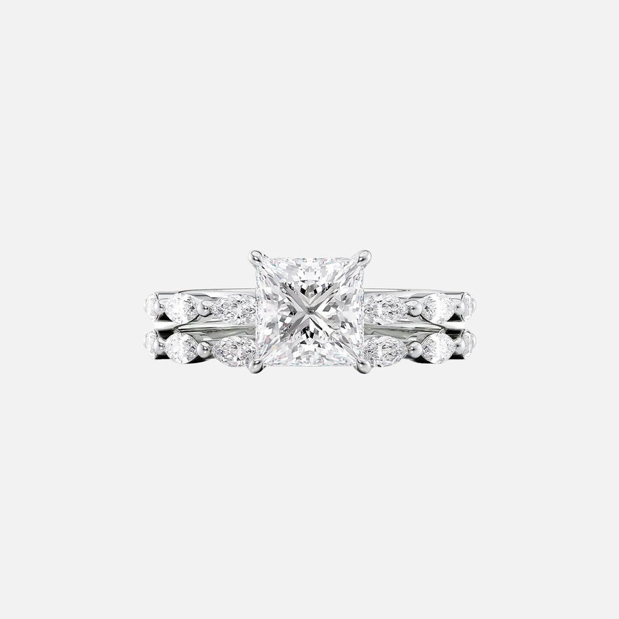  The Marquise Lucia Princess Lab Diamond Ring 14k White Gold 003