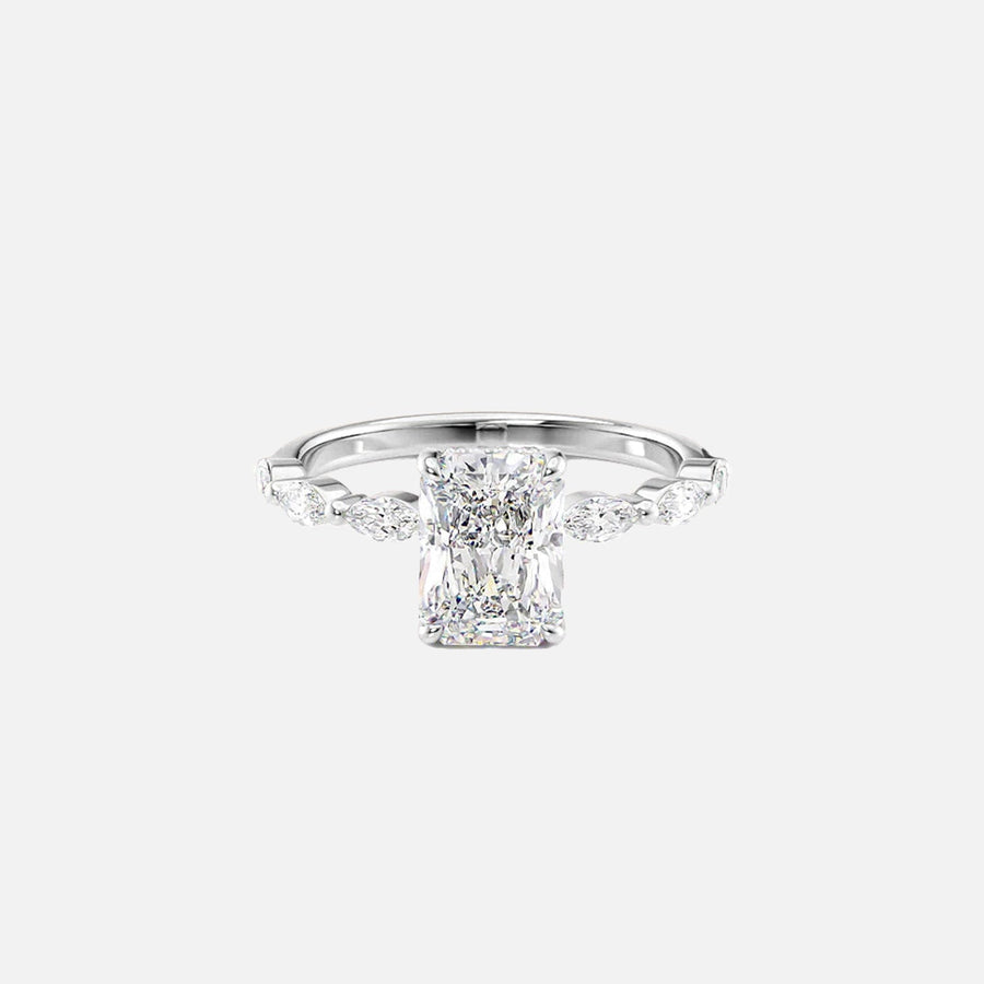  The Marquise Lucia Radiant Lab Diamond Ring 14k White Gold 001