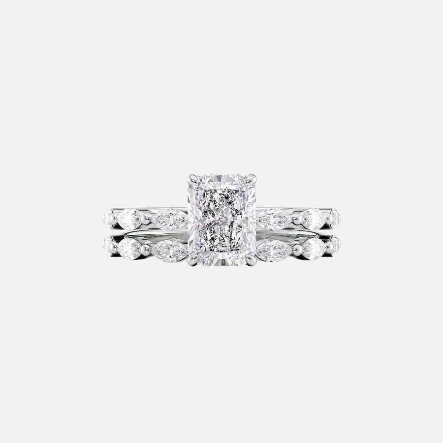  The Marquise Lucia Radiant Lab Diamond Ring 14k White Gold 003
