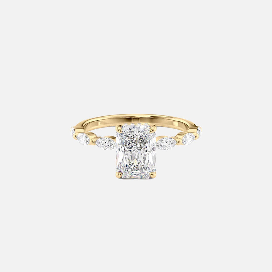 The Marquise Lucia Radiant Lab Diamond Ring 14k Yellow Gold 001