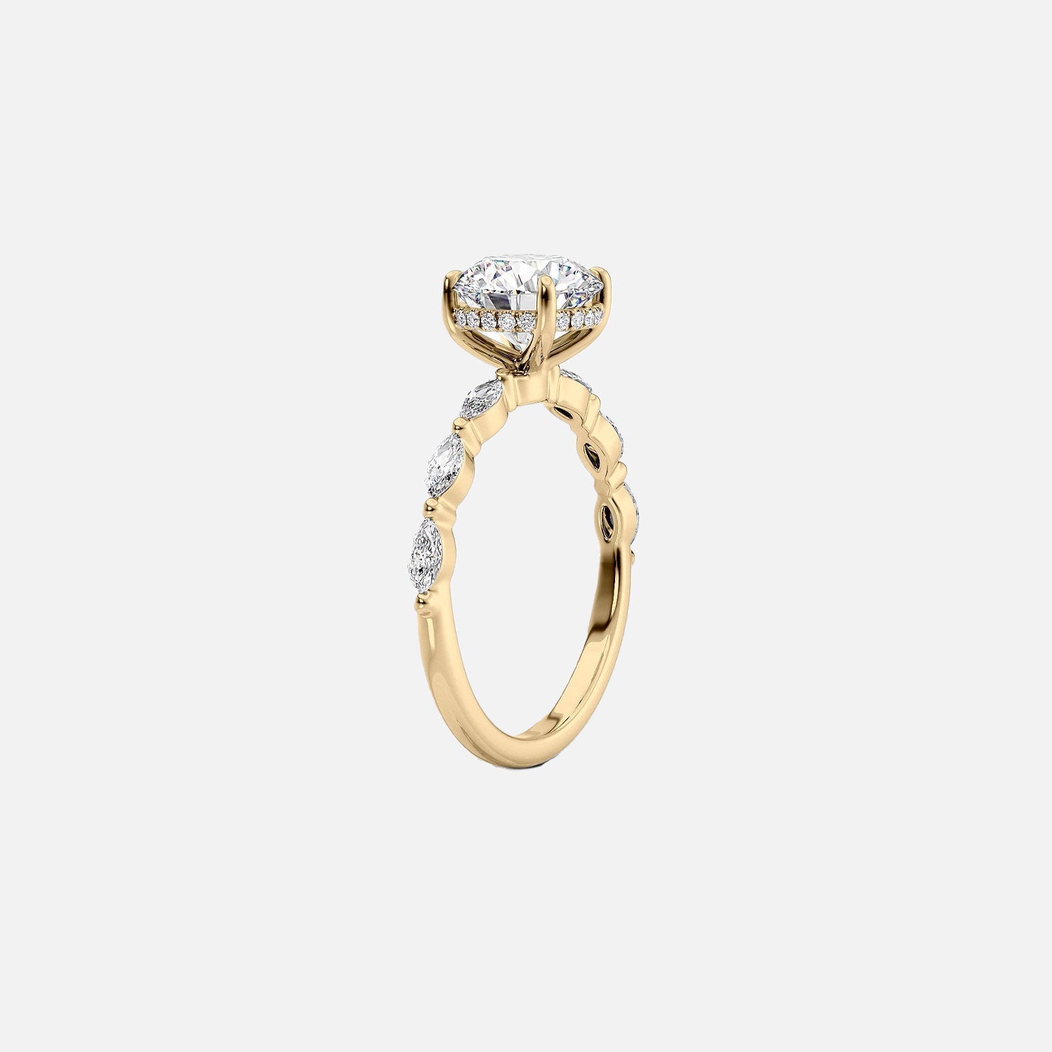  The Marquise Lucia Radiant Lab Diamond Ring 14k Yellow Gold 002