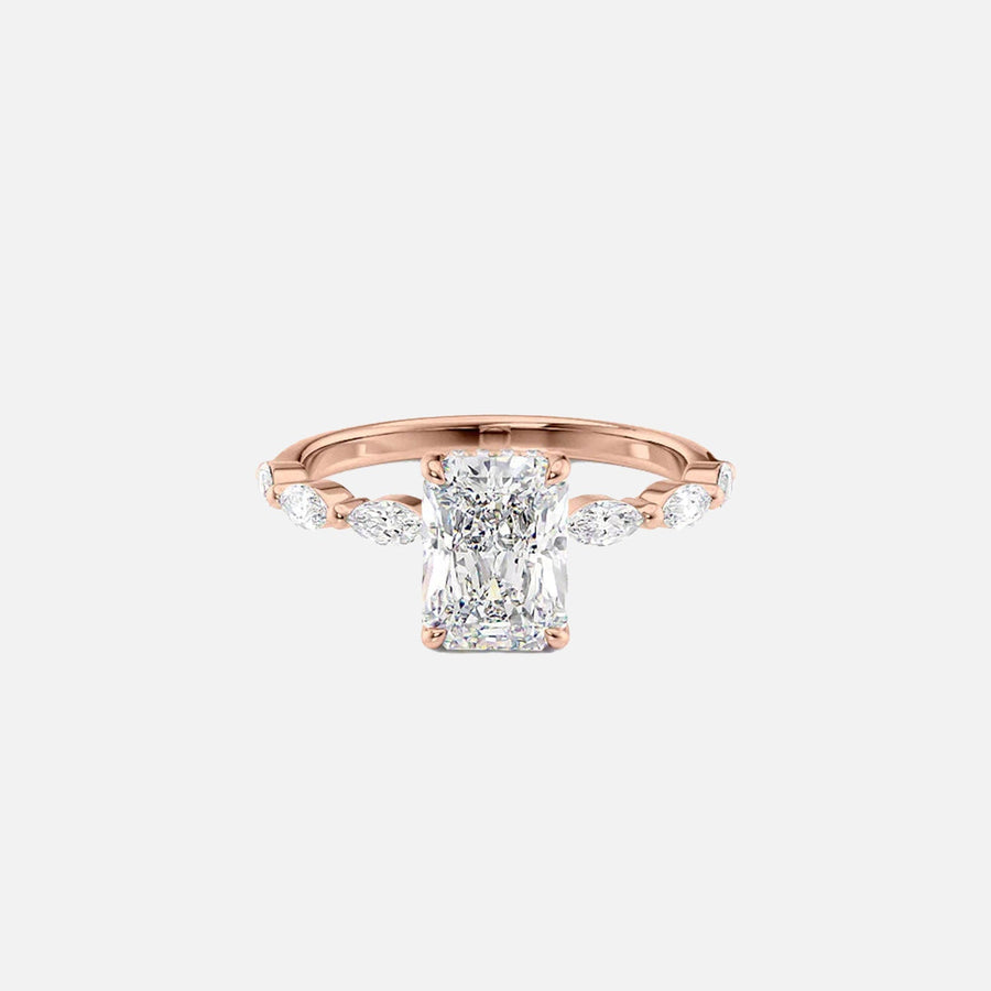  The Marquise Lucia Radiant Lab Diamond Ring 18k Rose Gold 001