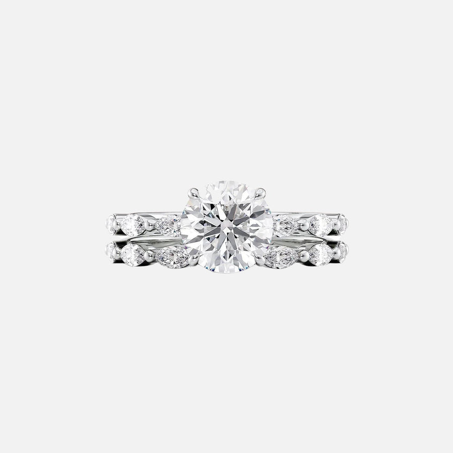  The Marquise Lucia Round Lab Diamond Ring 18k White Gold 003