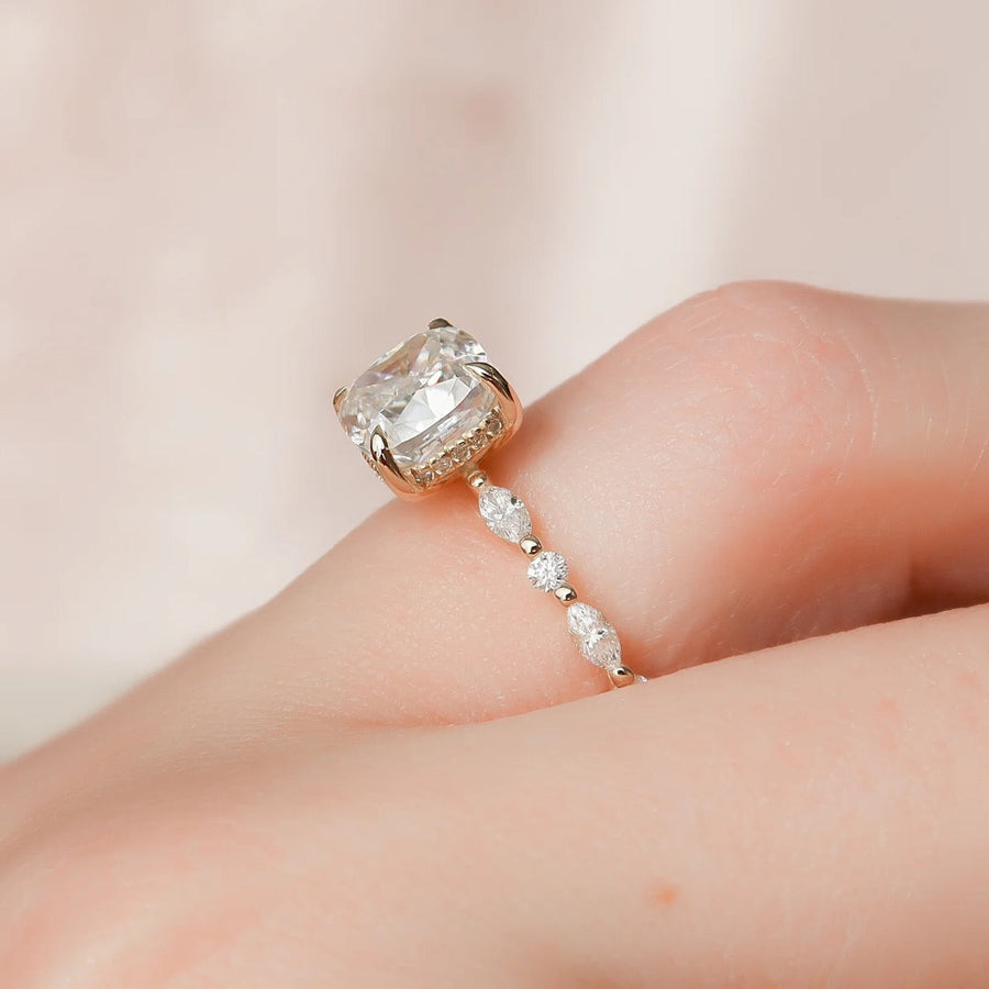  The Marquise Round Lindsey Cushion Lab Diamond Ring 14k Yellow Gold 004 Final
