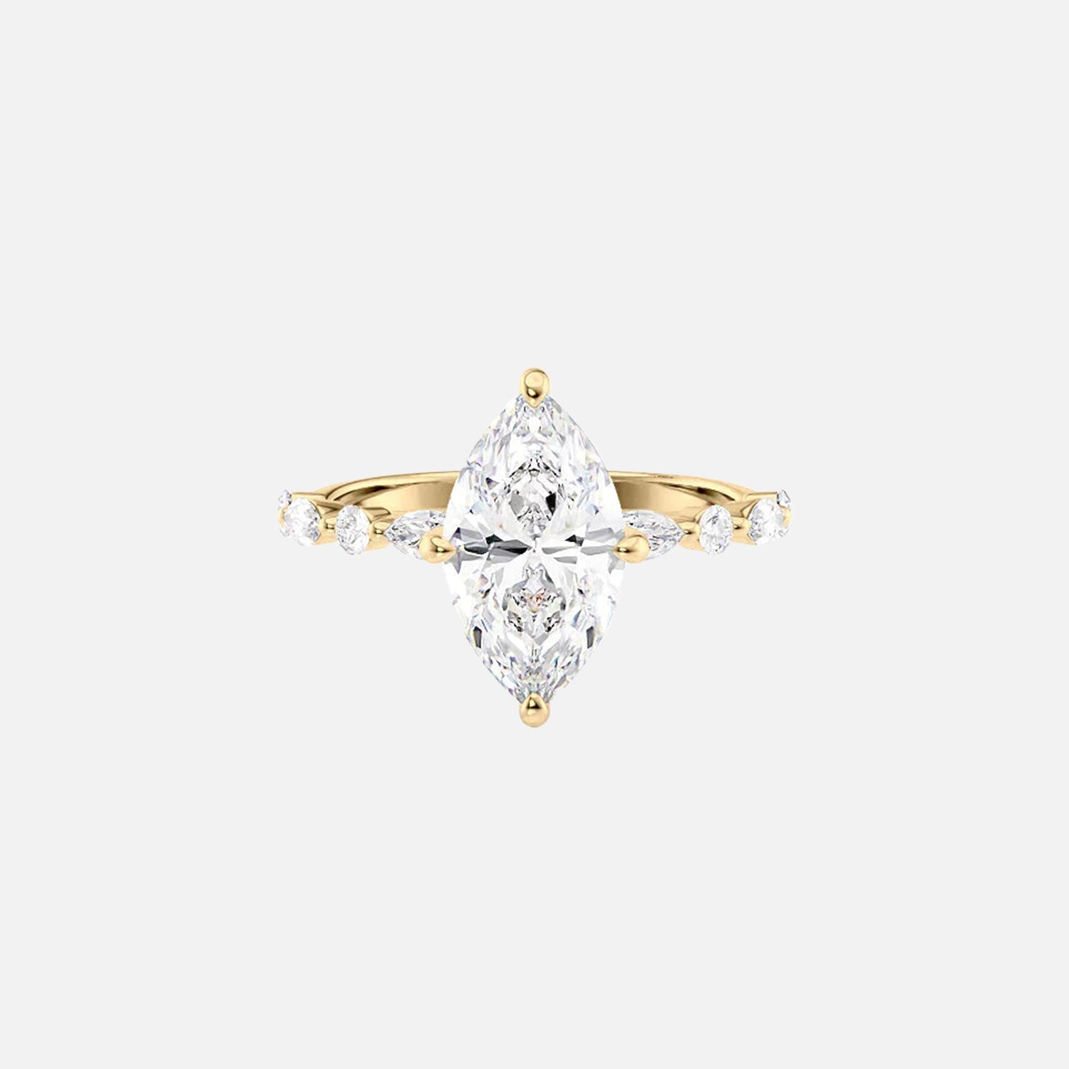 The Marquise Round Lindsey Marquise Lab Diamond Ring 14k Yellow Gold 001