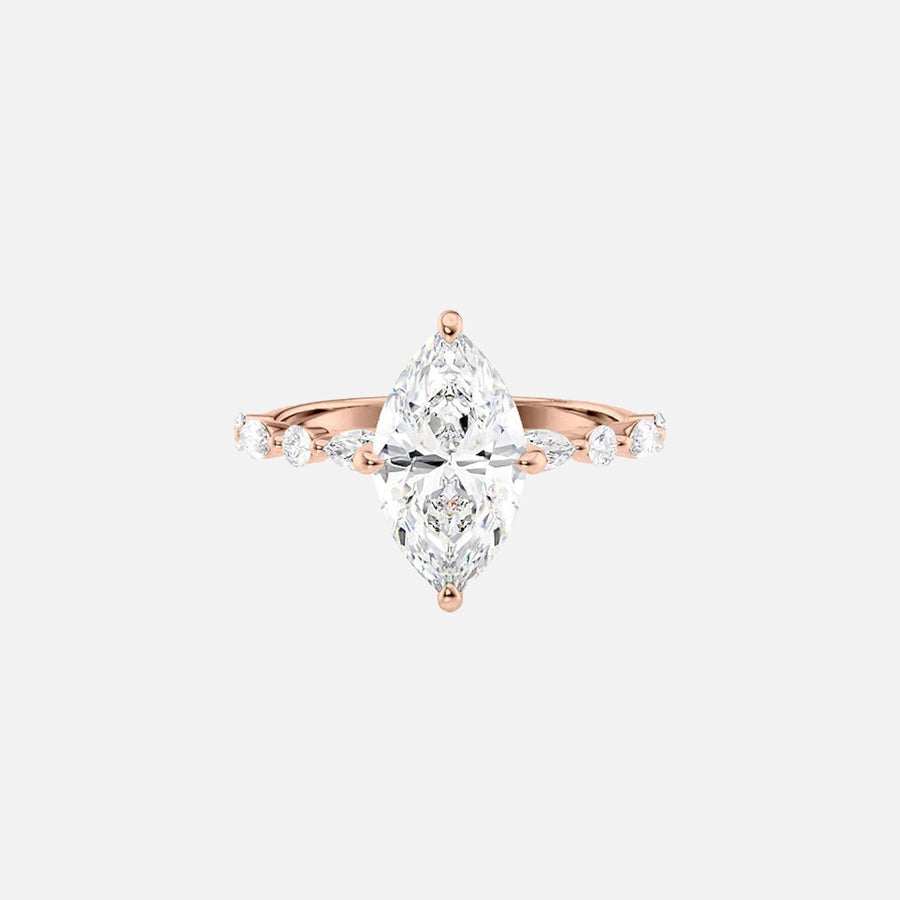  The Marquise Round Lindsey Marquise Lab Diamond Ring 18k Rose Gold 001