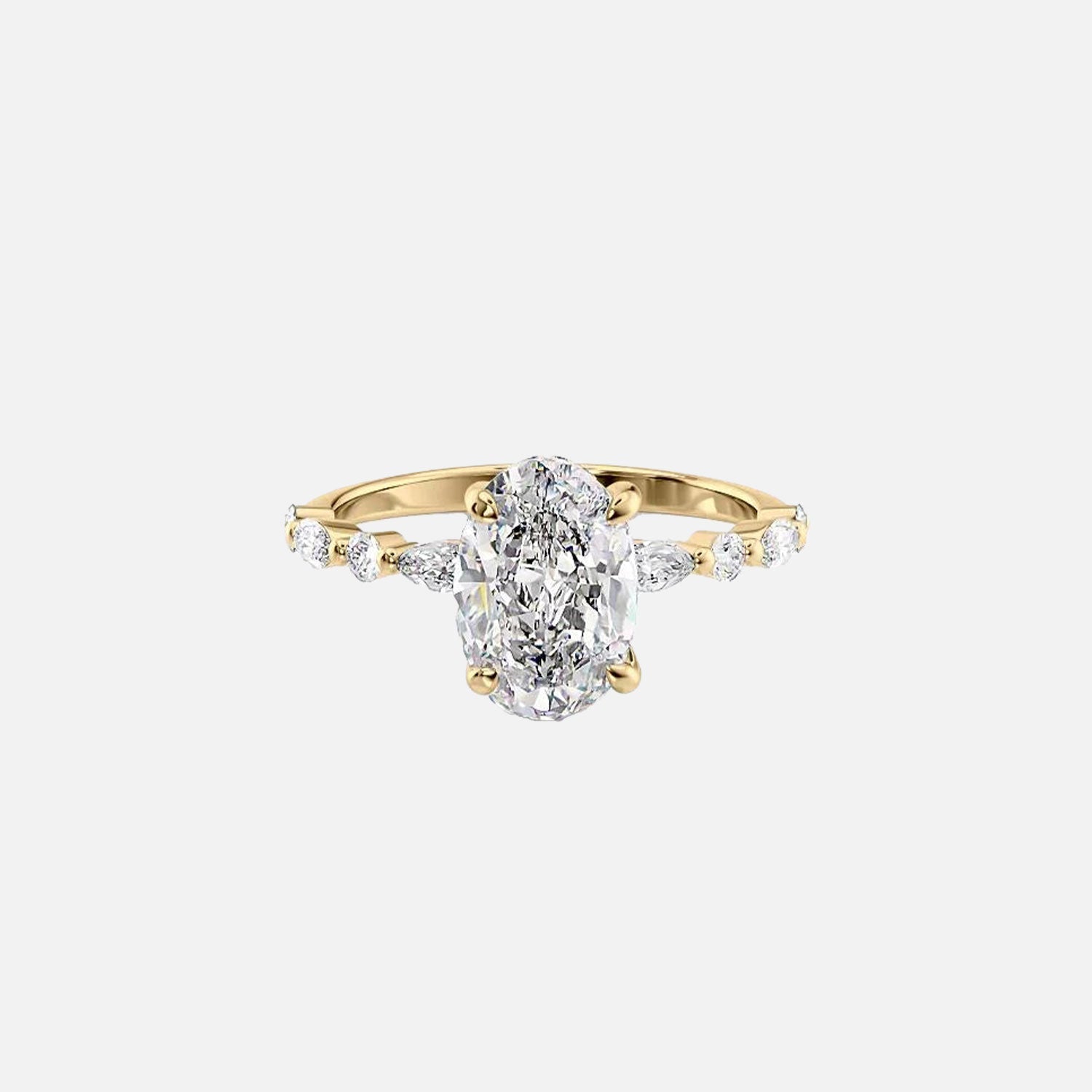 The Marquise Round Lindsey Oval Lab Diamond Ring 14k Yellow Gold 001