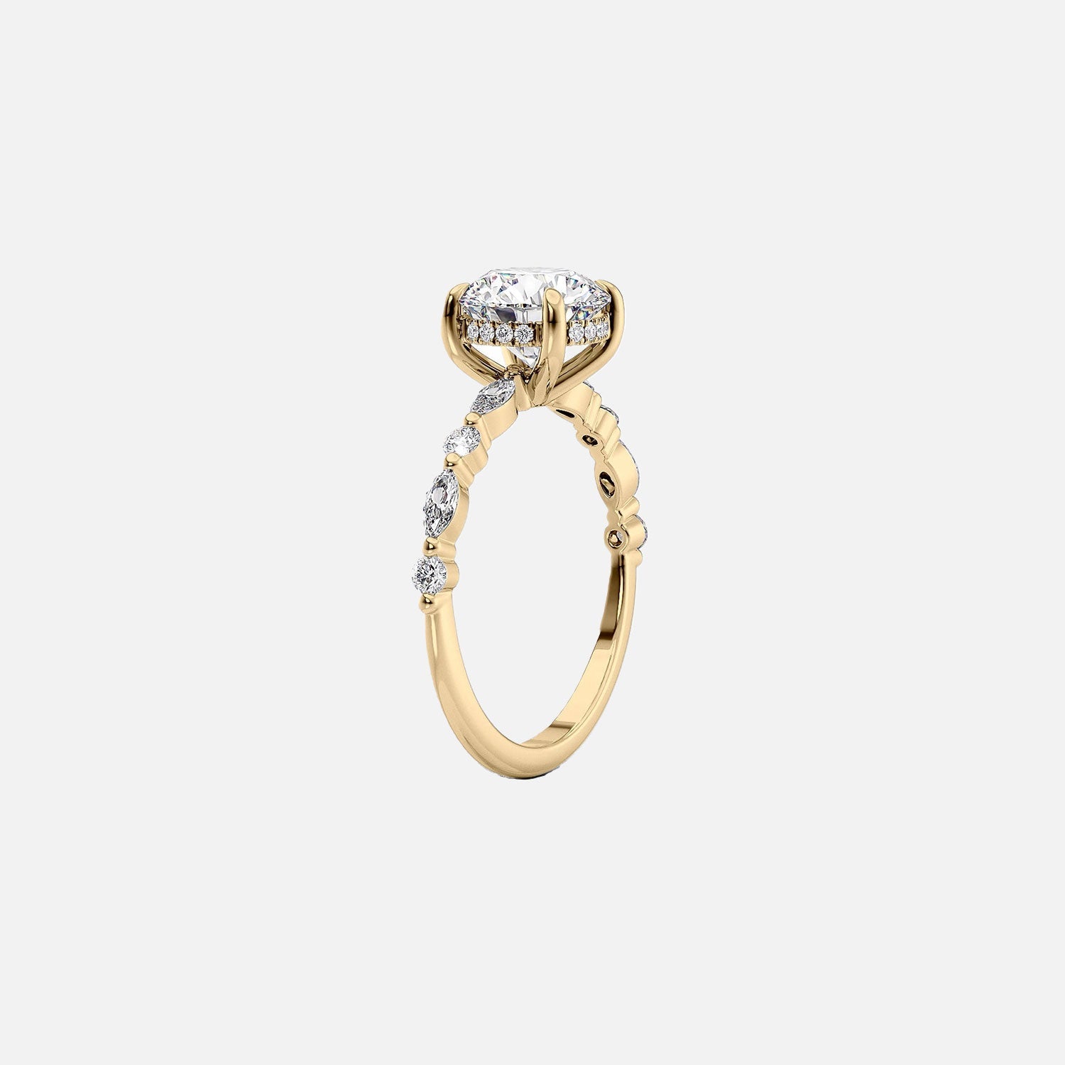  The Marquise Round Lindsey Oval Lab Diamond Ring 14k Yellow Gold 002