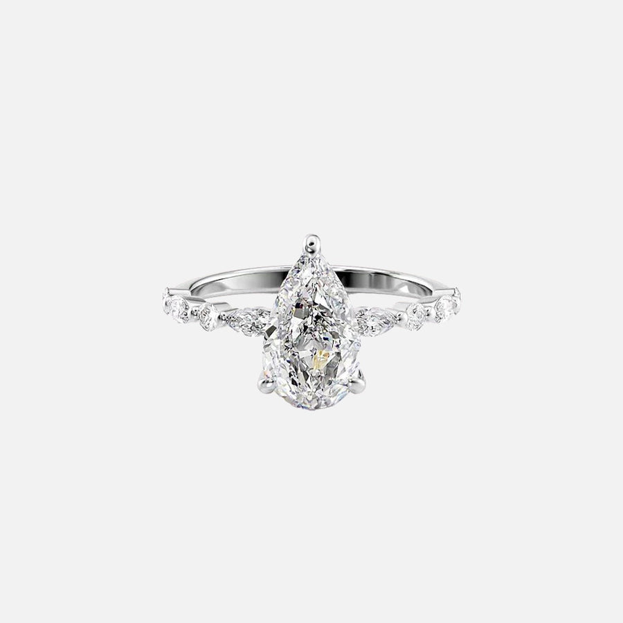 The Marquise Round Lindsey Pear Lab Diamond Ring 18k White Gold 001