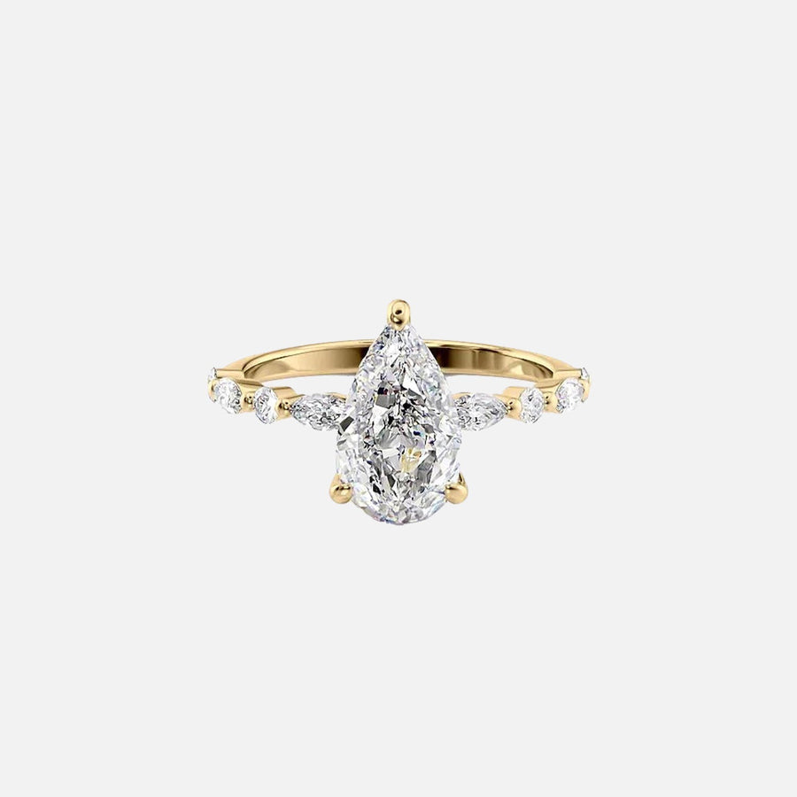  The Marquise Round Lindsey Pear Lab Diamond Ring 18k Yellow Gold 001