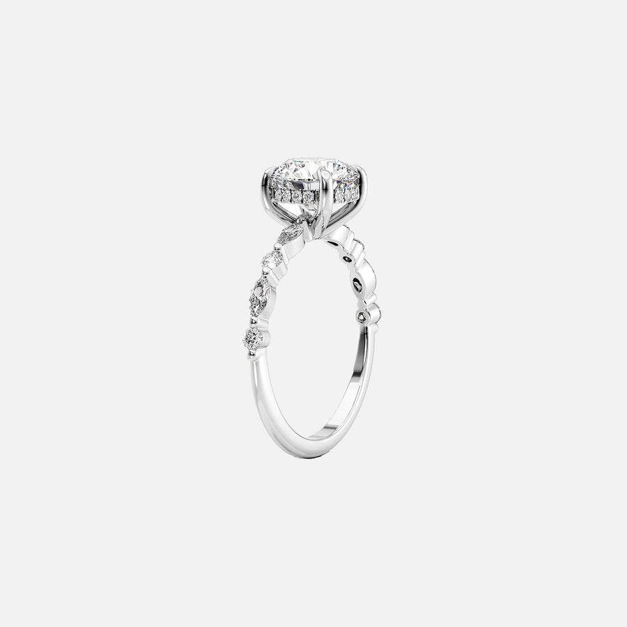  The Marquise Round Lindsey Radiant Lab Diamond Ring 14k White Gold 002
