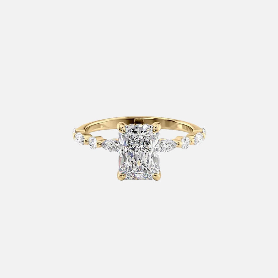The Marquise Round Lindsey Radiant Lab Diamond Ring 14k Yellow Gold 001