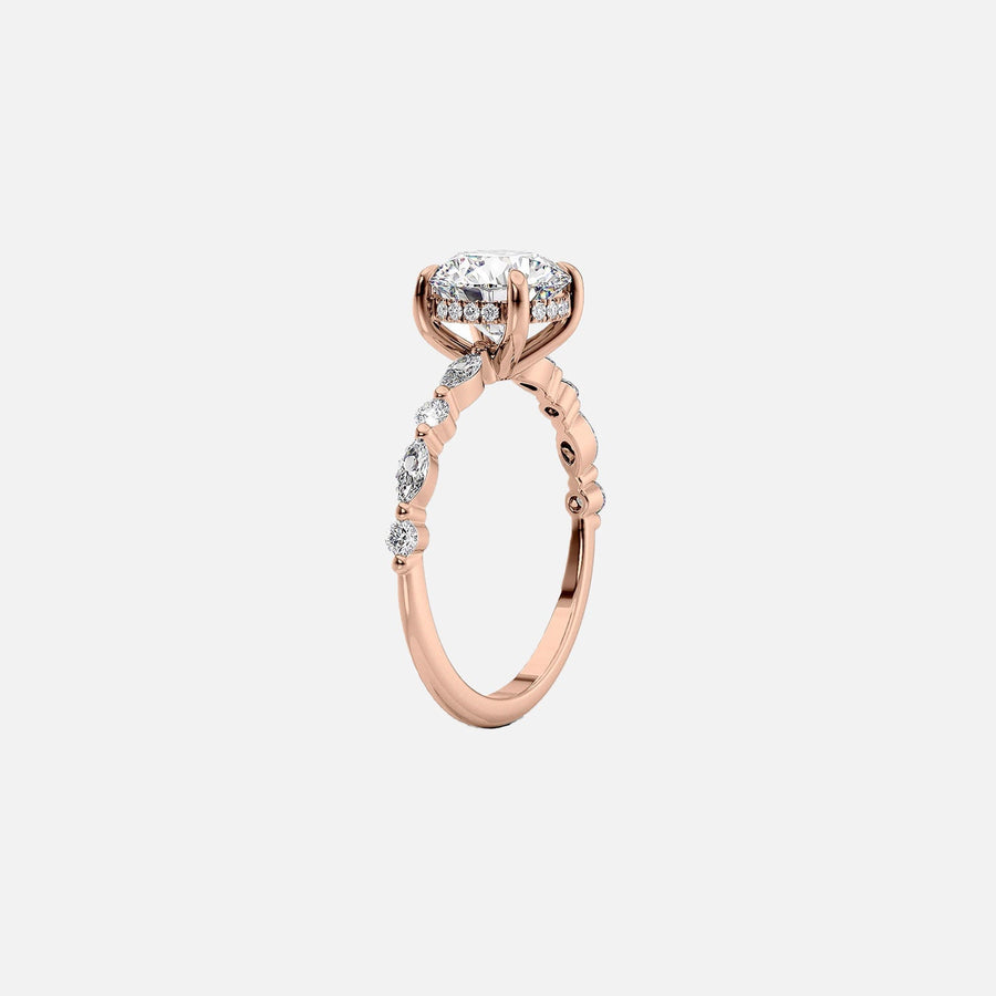 The Marquise Round Lindsey Radiant Lab Diamond Ring 18k Rose Gold 002
