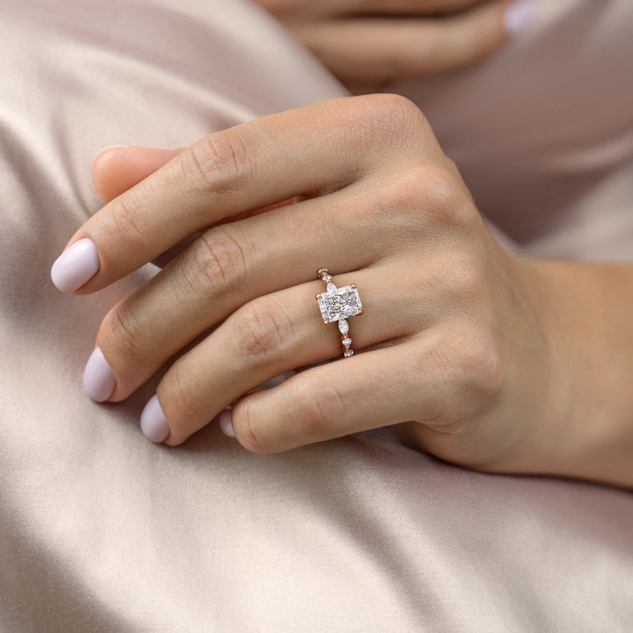 The Marquise Round Lindsey Radiant Lab Diamond Ring 18k Rose Gold 003