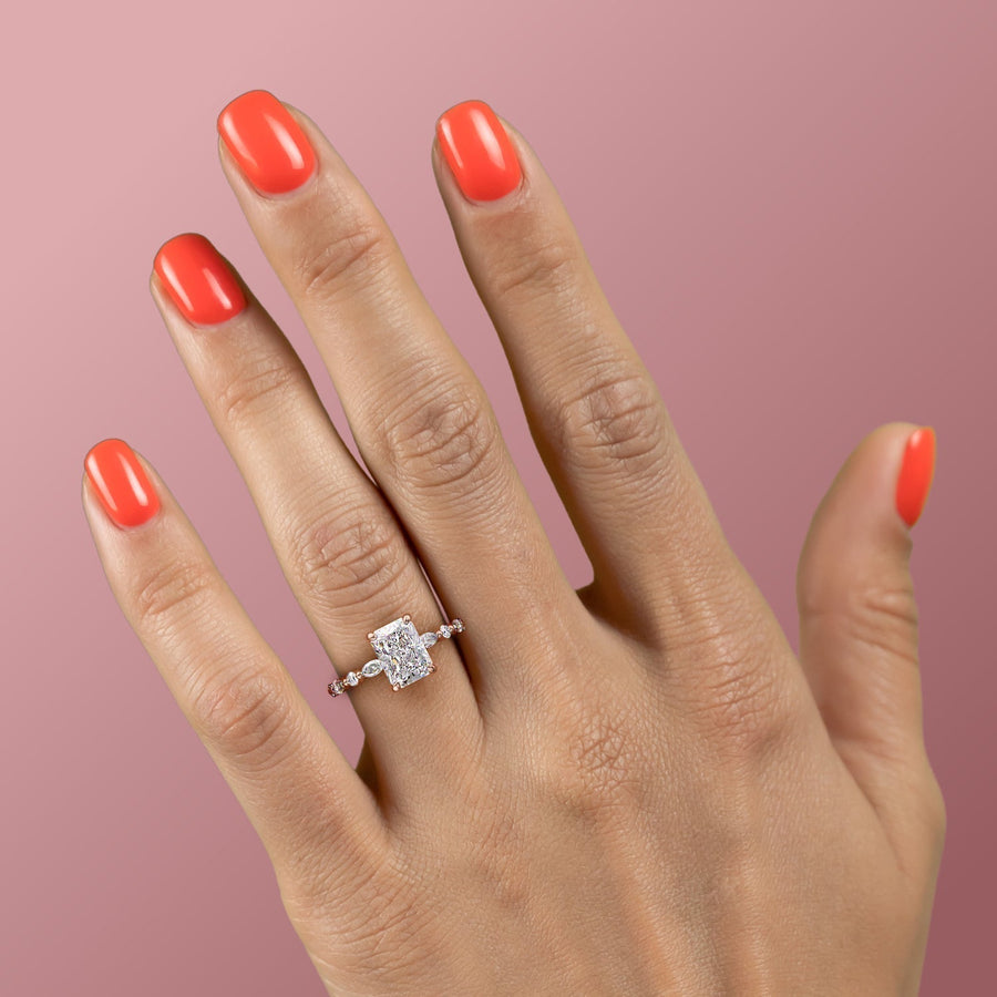  The Marquise Round Lindsey Radiant Lab Diamond Ring 18k Rose Gold 004