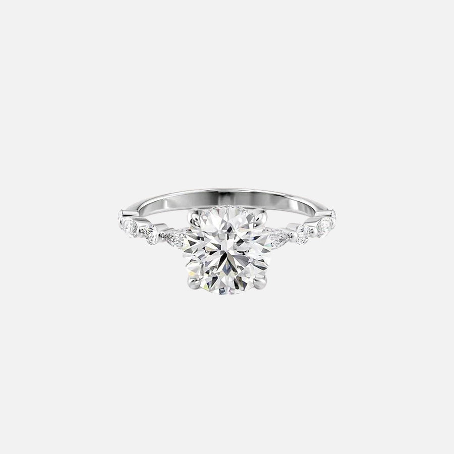  The Marquise Round Lindsey Round Lab Diamond Ring 18k White Gold 001