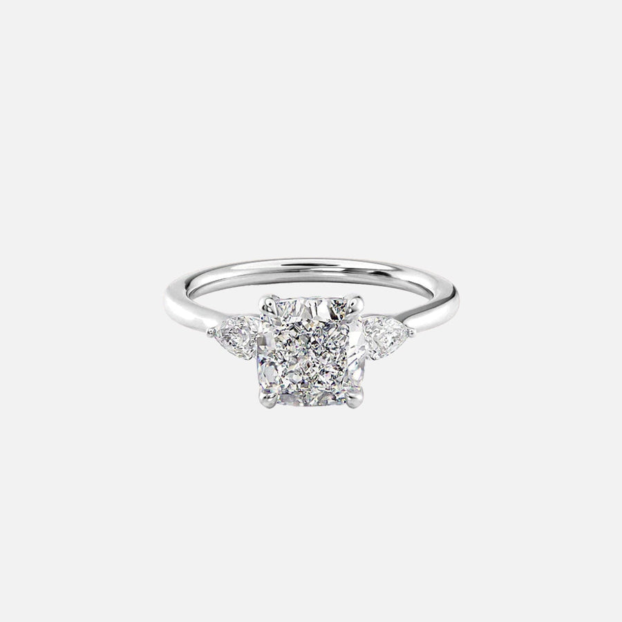  The Megan Pears Cushion Moissanite Ring 18k White Gold 001