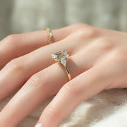  The Megan Pears Emerald Moissanite Ring 14k Yellow Gold 003