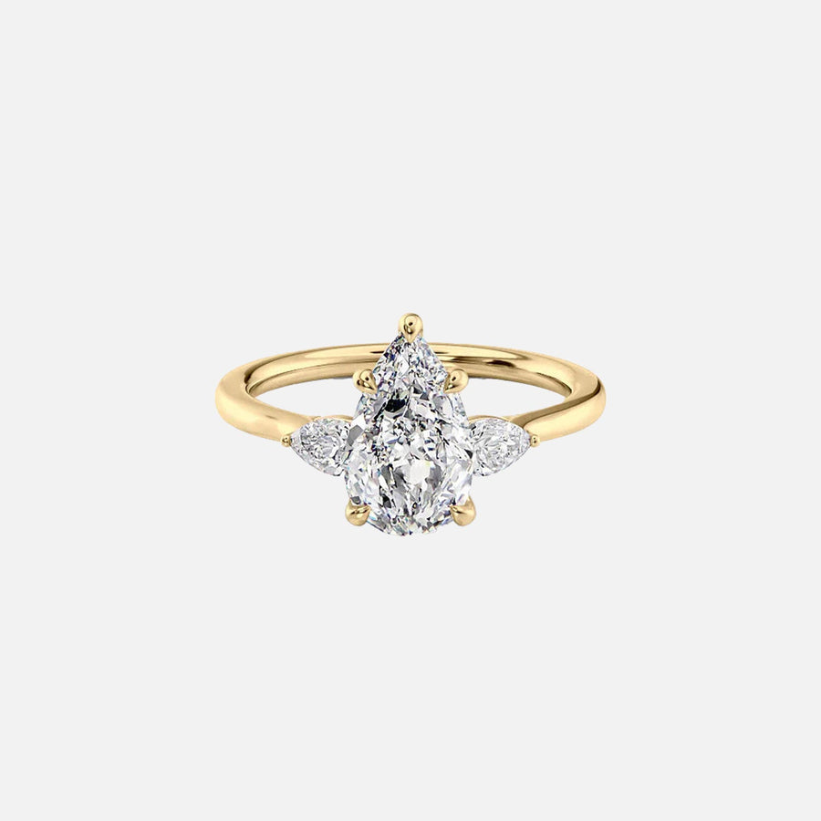 The Megan Pears Pear Moissanite Ring 18k Yellow Gold 001