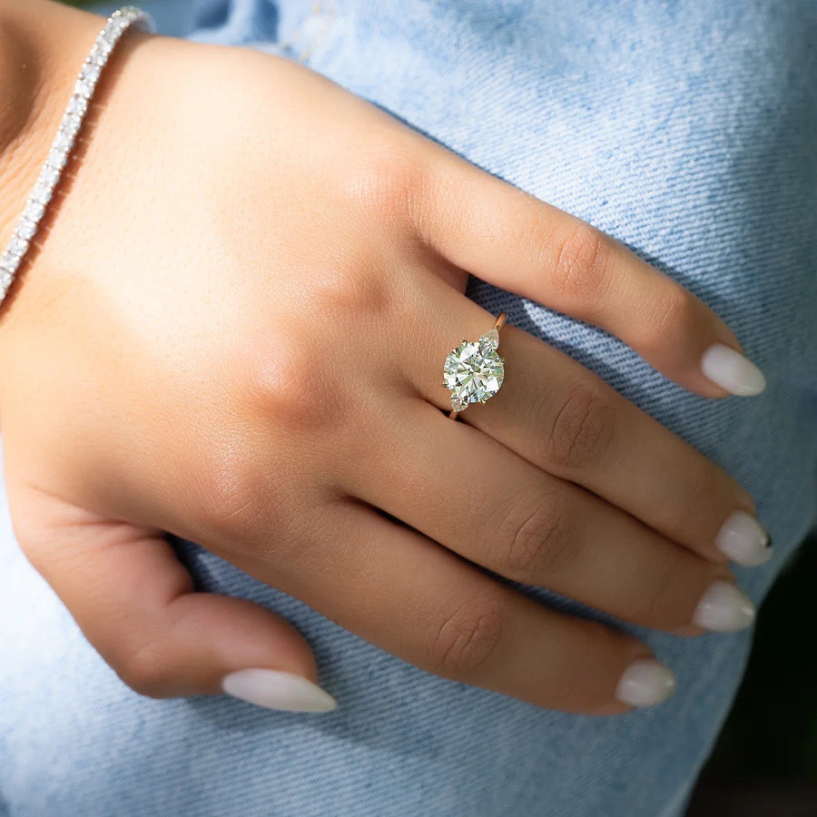  The Megan Pears Round Moissanite Ring 14k Yellow Gold 003