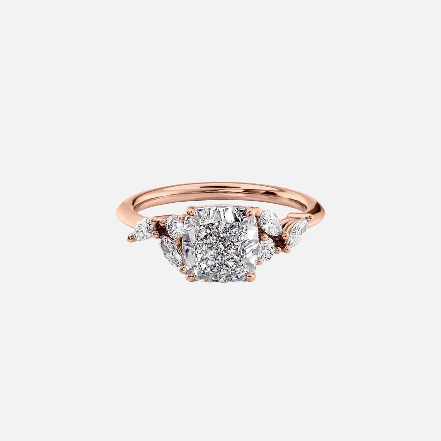  The Melissa Cushion Lab Diamond Ring 14k Rose Gold 001