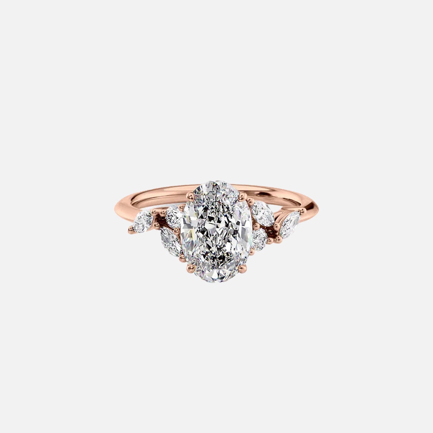  The Melissa Oval Lab Diamond Ring 14k Rose Gold 001