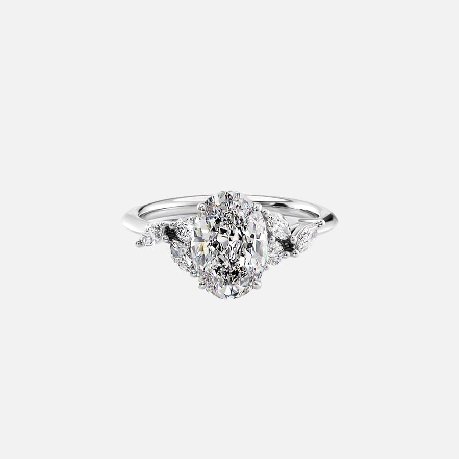  The Melissa Oval Lab Diamond Ring 14k White Gold 001