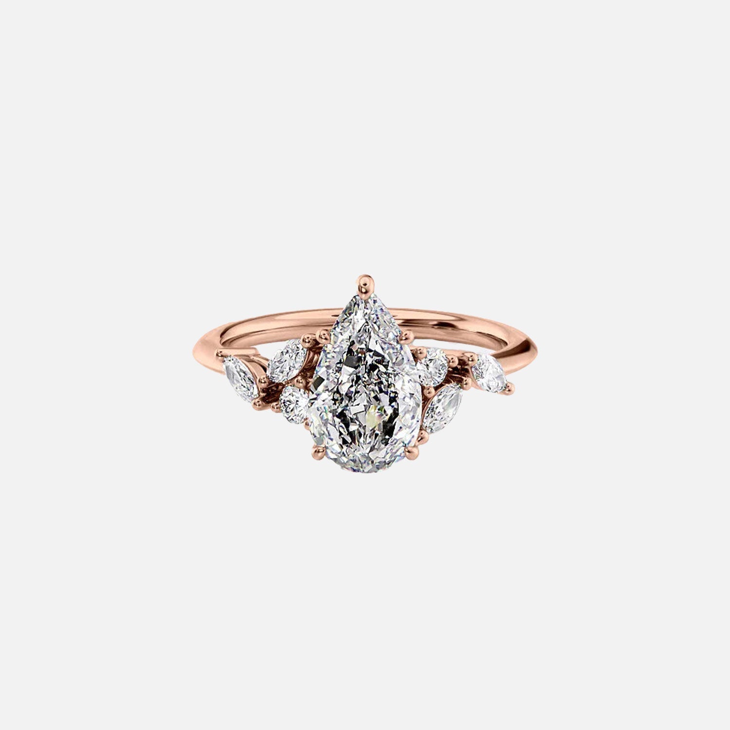  The Melissa Pear Lab Diamond Ring 14k Rose Gold 001