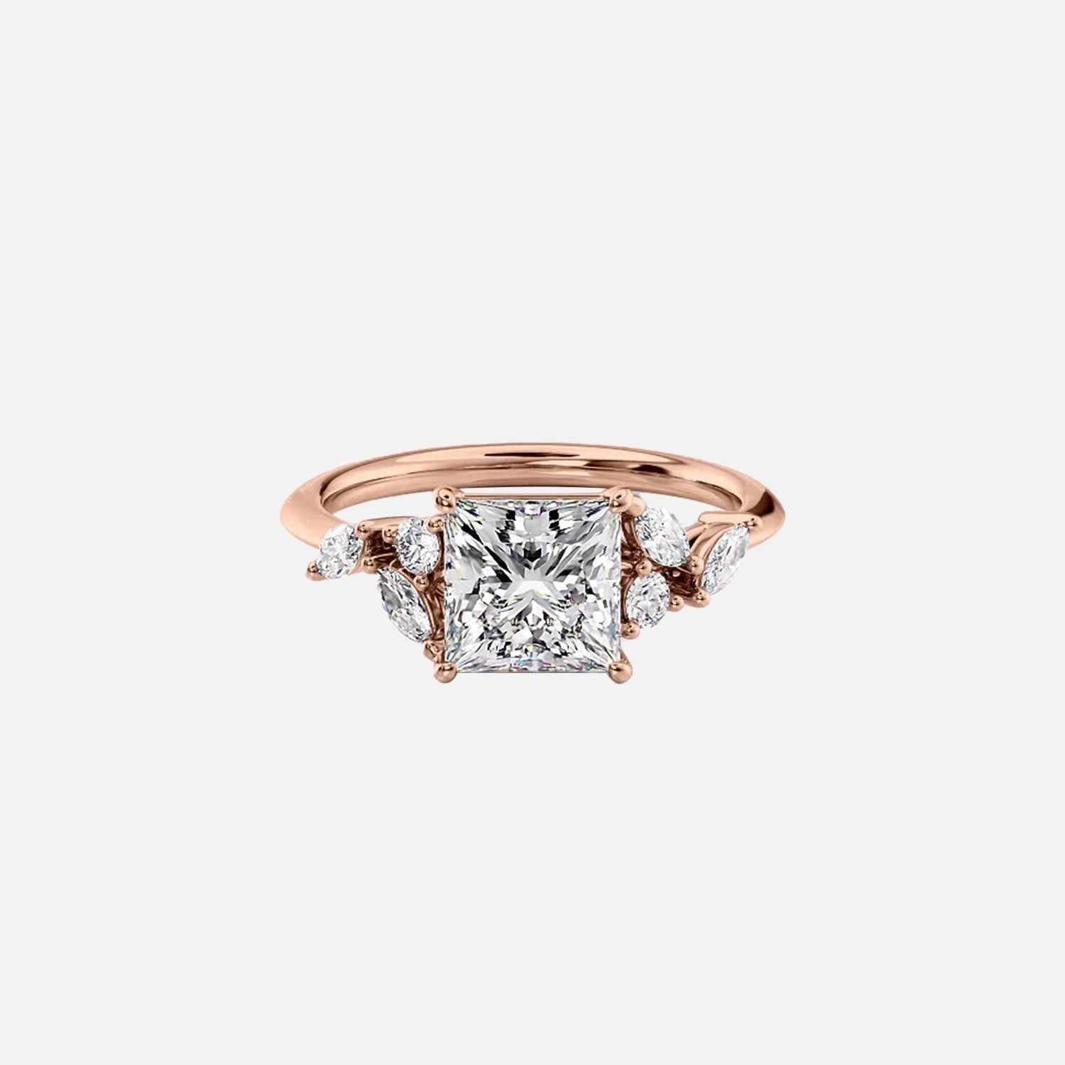  The Melissa Princess Lab Diamond Ring 14k Rose Gold 001